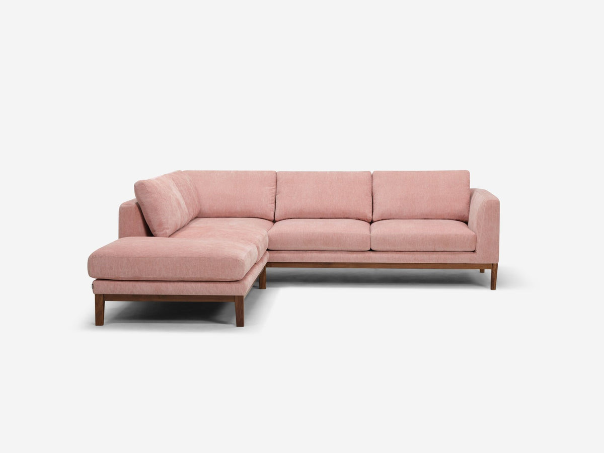 Valley Blossom with a Walnut Base - Left Hand Facing Backless Chaise